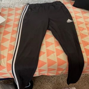 Black and white Adidas joggers